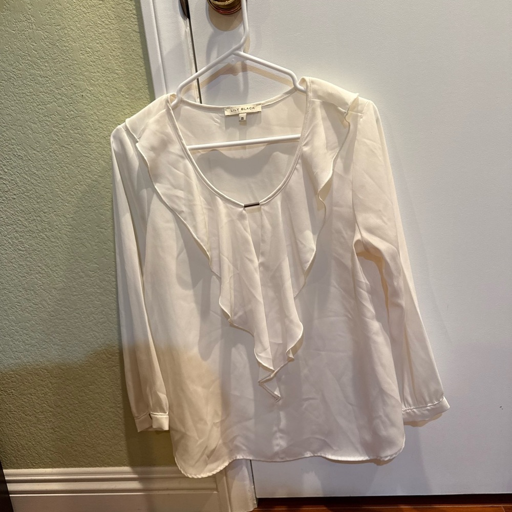 Lily Black Cream Ruffled Blouse